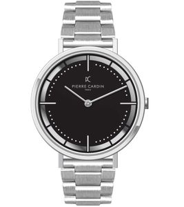 Reloj de pulsera atemporal para hombre Pierre Cardin con cierre desplegable, reloj analógico de cuarzo con brazalete de acero inoxidable 3ATM 41 mm CBV.1028 Plata Reloj de pulsera atemporal para hombre Pierre Cardin con cierre desplegable, reloj analógico de cuarzo con brazalete de acero inoxidable 3ATM 41 mm CBV.1028 Plata