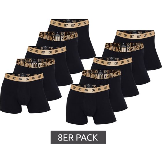 Pack of 8 CR7 CRISTIANO RONALDO Basic Trunk Men's Boxer Shorts Breathable Cotton Underpants Underwear 300-8109-49-2530 Black/Gold