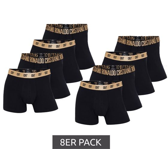 8er Pack CR7 CRISTIANO RONALDO Basic Trunk Herren Boxershorts atmungsaktive Baumwoll-Unterhose Unterwäsche 300-8109-49-2530 Schwarz/Gold