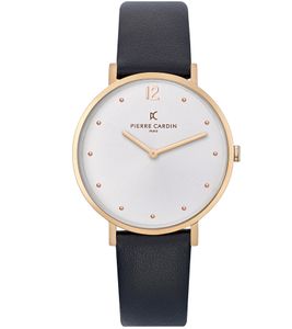 Pierre Cardin orologio da donna semplice con cinturino in pelle analogico al quarzo 3ATM 39mm CBV.1014 Nero/Bianco/Oro