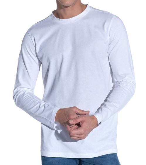 COURSE Herren Longsleeve Basic-Shirt mit Rundhals-Ausschnitt Baumwoll-Shirt 900371 Weiß