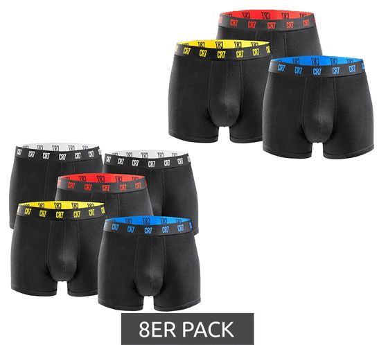 8er Pack CR7 CRISTIANO RONALDO Basic Trunk Herren Boxershorts atmungsaktive Baumwoll-Unterhose Unterwäsche 300-8109-49-2536 Schwarz/Bunt