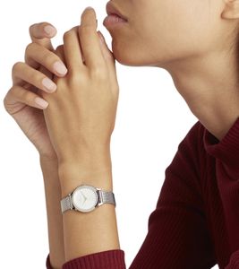 Orologio da polso da donna Pierre Cardin a due lancette, quadrante moderno, analogico al quarzo con bracciale in acciaio inossidabile, 3 ATM, 27 mm, CPI.2505, argento