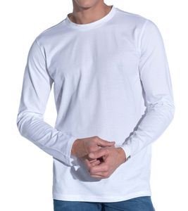 COURSE Herren Longsleeve Basic-Shirt mit Rundhals-Ausschnitt Baumwoll-Shirt 900819 Weiß