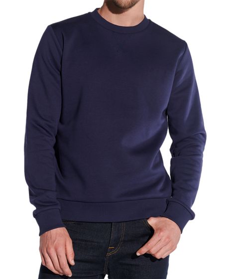 steffen klein Herren Basic Pullover mit Flatlock-Stitching Alltags-Sweater Baumwoll-Sweatshirt 901809 Dunkelblau