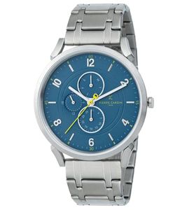 Reloj de hombre Pierre Cardin con esfera múltiple, analógico, de cuarzo, con brazalete de acero inoxidable, 3 ATM, 44 mm, CPI.2056, plateado/azul Reloj de hombre Pierre Cardin con esfera múltiple, analógico, de cuarzo, con brazalete de acero inoxidable, 3 ATM, 44 mm, CPI.2056, plateado/azul
