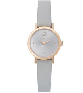 Orologio da polso da donna Pierre Cardin a due lancette con quadrante con dettagli circolari in argento, orologio analogico al quarzo con cinturino in pelle 3ATM 27mm CCM.0506 grigio/oro rosa Orologio da polso da donna Pierre Cardin a due lancette con quadrante con dettagli circolari in argento, orologio analogico al quarzo con cinturino in pelle 3ATM 27mm CCM.0506 grigio/oro rosa