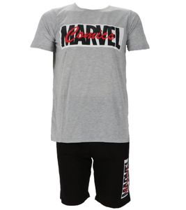 MARVEL Men's Pyjama Set with MARVEL Motif Short Pajamas Homewear Grey/Black