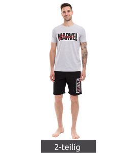 MARVEL Pigiama da uomo con motivo MARVEL Pigiama estivo Pigiama corto Homewear Grigio/Nero