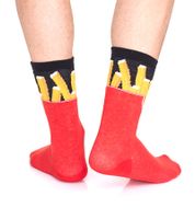 4 Paar TASTIQ Baumwoll-Socken mit Pommes-Print lange Strümpfe in stylischer Pommestüten-Geschenkbox TAS/1/CSX2/FRI Rot/Gelb/Schwarz/Hellblau 4 Paar TASTIQ Baumwoll-Socken mit Pommes-Print lange Strümpfe in stylischer Pommestüten-Geschenkbox TAS/1/CSX2/FRI Rot/Gelb/Schwarz/Hellblau