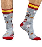 1 Paar Moustard San Fermin Baumwoll-Socken mit Stierkampf-Symbolen und Spanien-Flagge am Bund gemusterte lange Strümpfe 17SSFER Grau/Rot/Gelb 1 Paar Moustard San Fermin Baumwoll-Socken mit Stierkampf-Symbolen und Spanien-Flagge am Bund gemusterte lange Strümpfe 17SSFER Grau/Rot/Gelb