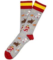 1 Paar Moustard San Fermin Baumwoll-Socken mit Stierkampf-Symbolen und Spanien-Flagge am Bund gemusterte lange Strümpfe 17SSFER Grau/Rot/Gelb 1 Paar Moustard San Fermin Baumwoll-Socken mit Stierkampf-Symbolen und Spanien-Flagge am Bund gemusterte lange Strümpfe 17SSFER Grau/Rot/Gelb