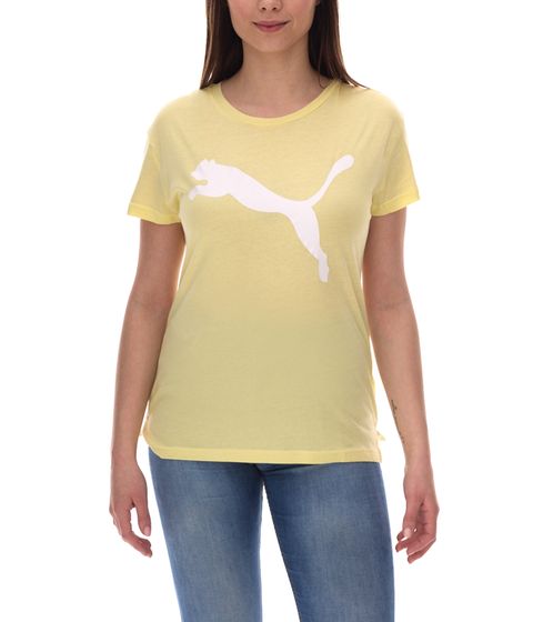 PUMA women's summer shirt with DryCell technology cotton shirt short-sleeved shirt with PUMA logo 586454 40 yellow/white