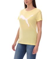 PUMA women's summer shirt with DryCell technology cotton shirt short-sleeved shirt with PUMA logo 586454 40 yellow/white