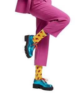 1 pair of Moustard Parrot cotton socks with parrot print patterned long socks 17S-PARR ​​yellow/red/blue