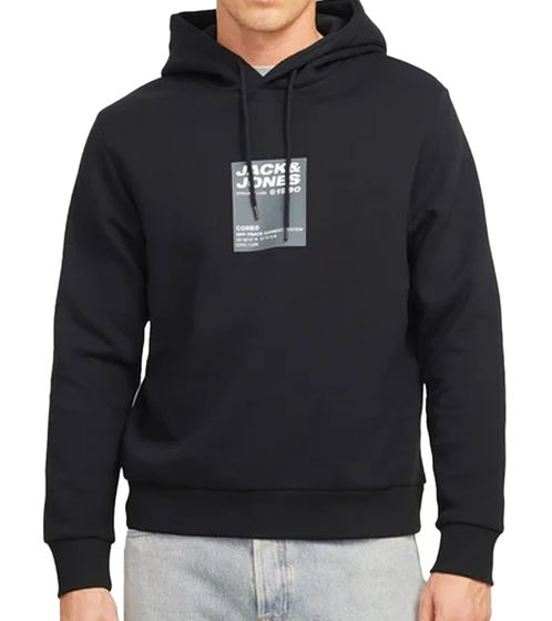 JACK & JONES Co Terrain Men's Cotton Hoodie with Logo Print 12271202 Black