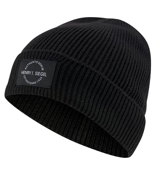 H.I.S Beanie schlichte Winter-Mütze gemütliche Strick-Beanie mit Logo-Patch 7703 4022 Schwarz