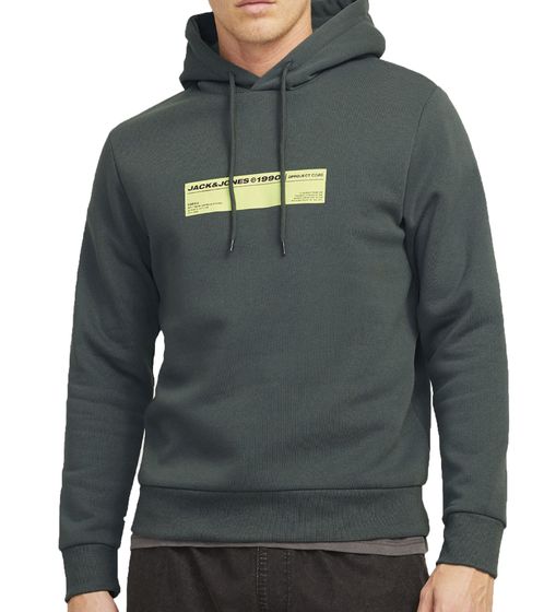 JACK & JONES Co Terrain Men's Cotton Hoodie with Logo Print 12271202 Dark Green