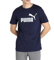 T-shirt en coton pour homme PUMA avec grand lettrage PUMA T-shirt à col rond T-shirt de sport 854742 05 Bleu foncé/blanc