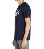 T-shirt en coton pour homme PUMA avec grand lettrage PUMA T-shirt à col rond T-shirt de sport 854742 05 Bleu foncé/blanc