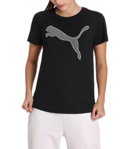 PUMA T-shirt leggera da donna con logo PUMA Maglietta a maniche corte Girocollo 585941 01 Nero/Bianco