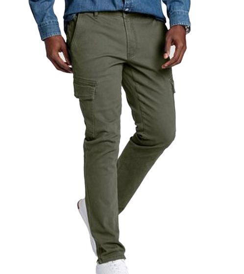 DELMAO Herren Cargo-Hose Baumwoll-Hose mit vielen Taschen Freizeit-Hose 1220 5704 Grün