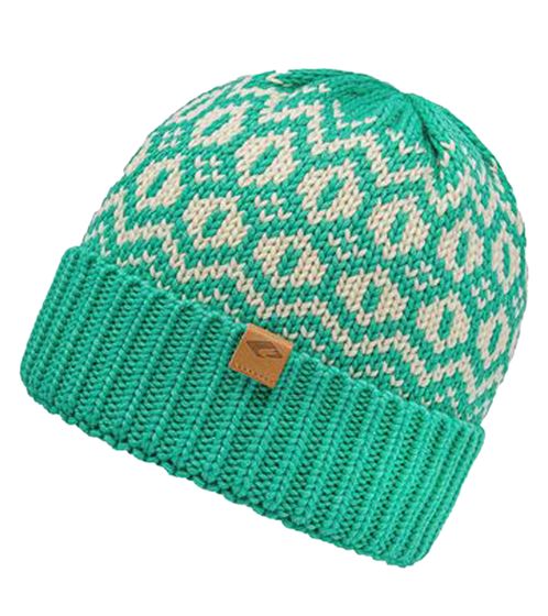 CHILLOUTS Solea Beanie warme Winter-Mütze kuscheliger Strick-Beanie mit Logo-Emblem 73278665 Grün/Weiß