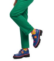 1 paire de chaussettes longues en coton à imprimé floral Moustard Witty jaune fleur de lys 19S-YFLOW turquoise/orange/rose