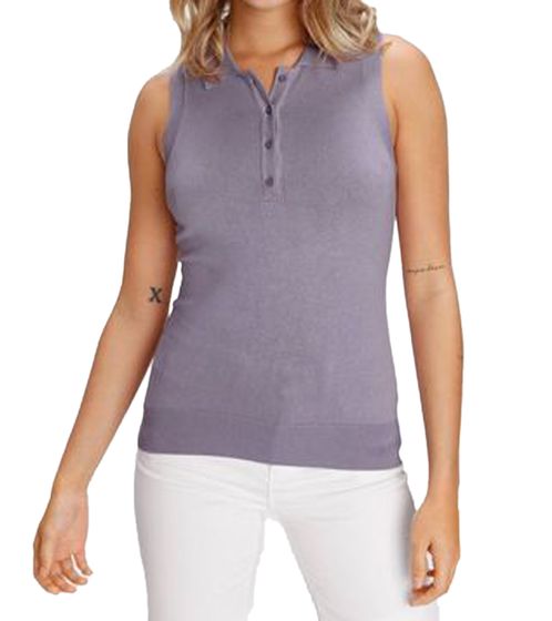 AjC Damen Tank Top modisches Polo-Shirt mit Knopfleiste Sommer-Shirt 30237620 Lila