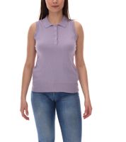 Camiseta polo de moda con botones y tirantes para mujer de AjC, camisa de verano 30237620 violeta