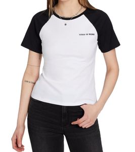 AjC T-Shirt Baumwoll-Shirt Kurzarm-Shirt stylisches Rundhals-Shirt 68660538 Weiß