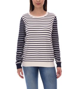 DELMAO Sweat-shirt à manches longues rayé pour femme 60637650 Blanc/Marine