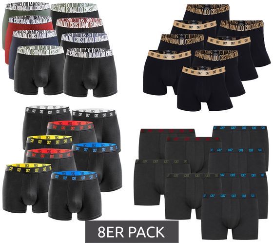 Lot de 8 boxers pour homme CR7 CRISTIANO RONALDO Basic Trunk en coton respirant 300-8109-49 Noir/Rouge/Vert/Marine/Or