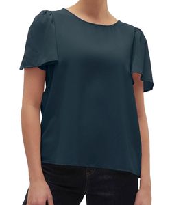 VERO MODA ALVA sustainable women's blouse shirt made from 100% recycled material elegant top with flowing sleeves 84551351 dark blue