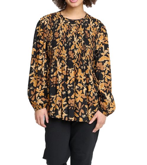 aprico women's blouse fashionable summer blouse with all-over pattern long-sleeved shirt 76048806 brown/black