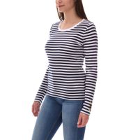Sweat-shirt à manches longues en coton rayé pour femme DELMAO 21530737 Blanc/Marine