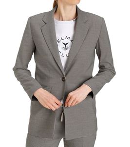 DELMAO Damen Blazer Anzug-Jacke mit Reverskragen karierte Business-Jacke 55782465 Grau/Blau/Weiß