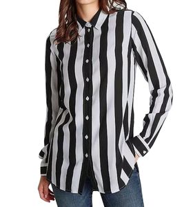 AjC women's shirt blouse striped long-sleeved shirt light summer blouse leisure blouse with button placket 21945827 white/black