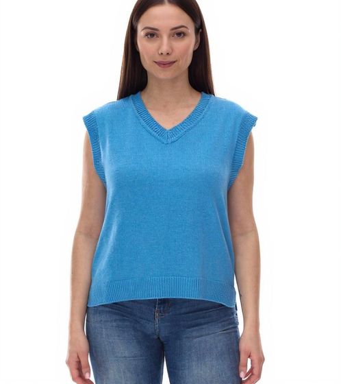 ALIFE AND KICKIN AudraAK Women's Knitted V-Neck Pullover Summer Shirt 66809103 Blue