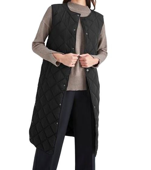 HECHTER PARIS women's long quilted vest with full button placket outdoor vest 53241934 black