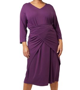 ADIA women's wrap dress, elegant summer dress to tie, holiday dress with 3/4 sleeves, plus sizes 37339213 purple