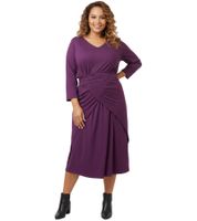 ADIA women's wrap dress, elegant summer dress to tie, holiday dress with 3/4 sleeves, plus sizes 37339213 purple