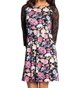 melrose mini dress women's summer dress with elegant floral print evening dress 47780801 black/multicolored