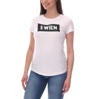 T-shirt en coton PUMA City pour femme avec inscription Praha/Prague, Paris, Vienna ou Madrid T-shirt à manches courtes T-shirt à col rond 575957 Blanc ou noir