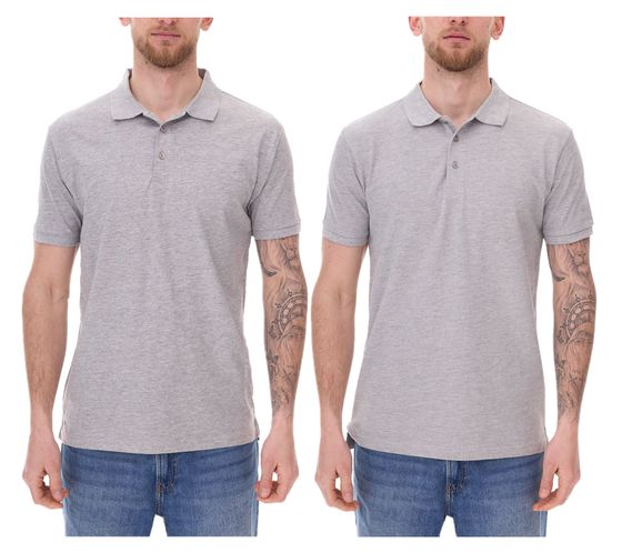 SANTINO Mathias men's polo shirt made of organic cotton Polo shirt with 3 button placket Short-sleeved shirt mottled 180 gr/m2 gray