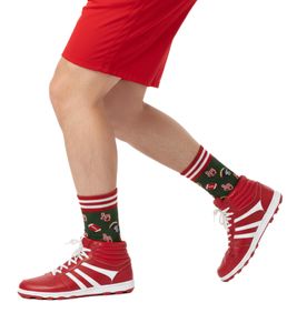 1 pairs of Moustard American football cotton socks with football motifs, patterned long socks 17S-AFOOT green/red/multicolored