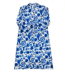 Curvy Lady women's summer dress, light maxi dress with floral print, plus sizes 22231 blue/white