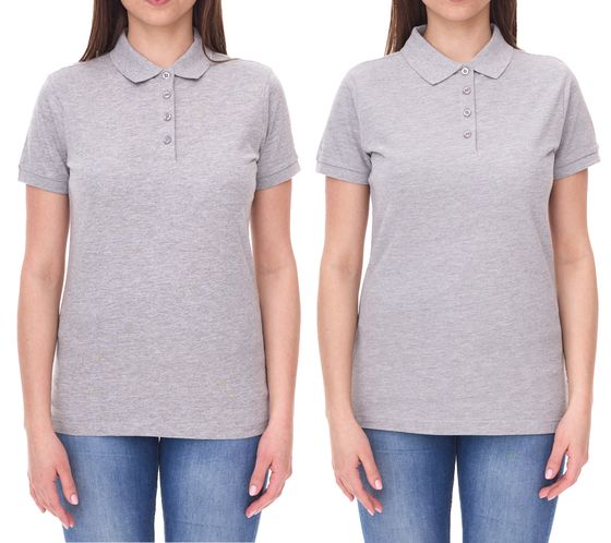 SANTINO women's polo shirt made of organic cotton Polo shirt with 4 button placket Short-sleeved shirt mottled gray