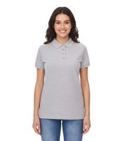 SANTINO Damen Polo-Shirt aus Bio-Baumwolle Polo-Hemd mit 4er Knopfleiste Kurzarm-Shirt meliert Grau