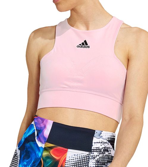 adidas US SER CROPTOP women's sustainable sports bra made with recycled ocean plastic, lightweight bustier with AEROREADY technology HG6426 pink